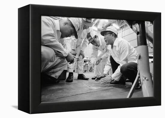 Founder of Honda, Soichura Honda Speaking to Engineers at Honda Plant, Tokyo, Japan, 1967-Takeyoshi Tanuma-Framed Premier Image Canvas