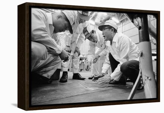 Founder of Honda, Soichura Honda Speaking to Engineers at Honda Plant, Tokyo, Japan, 1967-Takeyoshi Tanuma-Framed Premier Image Canvas