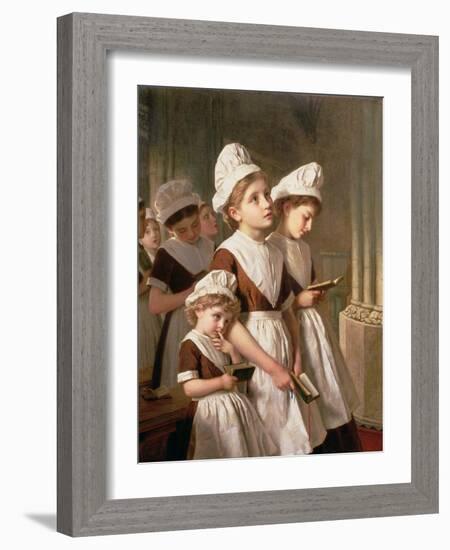 Foundling Girls at Prayer in the Chapel, C.1877-Sophie Anderson-Framed Giclee Print