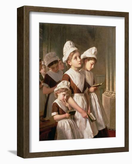 Foundling Girls at Prayer in the Chapel, C.1877-Sophie Anderson-Framed Giclee Print