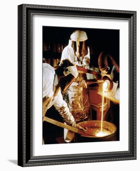 Foundry Workers Pouring Molten Metal Into An Ingot-Tek Image-Framed Photographic Print