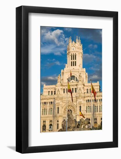 Fountain and Cybele Palace, Formerly the Palace of Communication, Plaza De Cibeles, Madrid, Spain-Martin Child-Framed Photographic Print