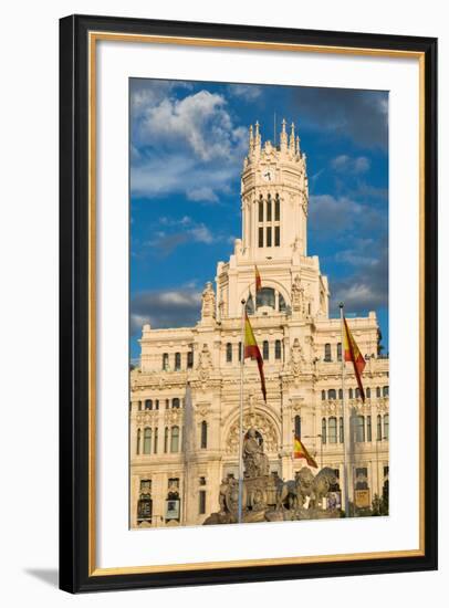 Fountain and Cybele Palace, Formerly the Palace of Communication, Plaza De Cibeles, Madrid, Spain-Martin Child-Framed Photographic Print