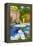 Fountain and Flowers in the Majorelle Gardens (Gardens of Yves Saint-Laurent)-Matthew Williams-Ellis-Framed Premier Image Canvas