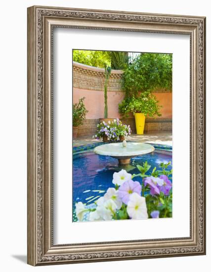 Fountain and Flowers in the Majorelle Gardens (Gardens of Yves Saint-Laurent)-Matthew Williams-Ellis-Framed Photographic Print