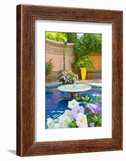 Fountain and Flowers in the Majorelle Gardens (Gardens of Yves Saint-Laurent)-Matthew Williams-Ellis-Framed Photographic Print