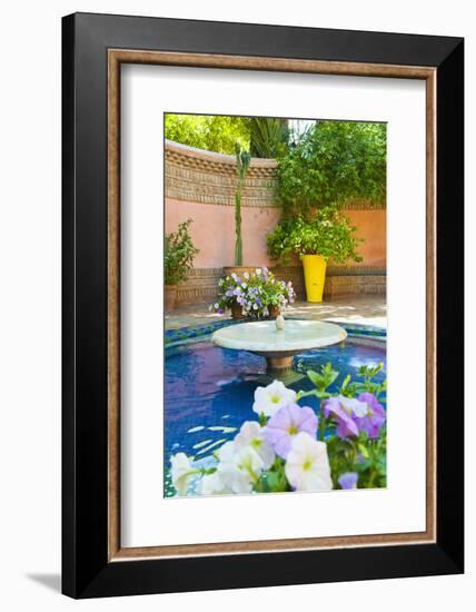 Fountain and Flowers in the Majorelle Gardens (Gardens of Yves Saint-Laurent)-Matthew Williams-Ellis-Framed Photographic Print