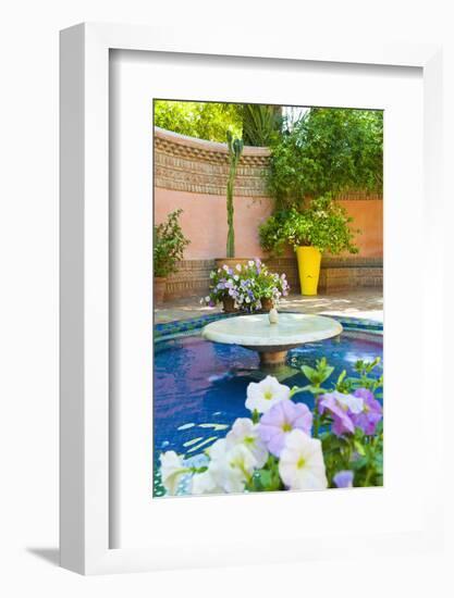 Fountain and Flowers in the Majorelle Gardens (Gardens of Yves Saint-Laurent)-Matthew Williams-Ellis-Framed Photographic Print