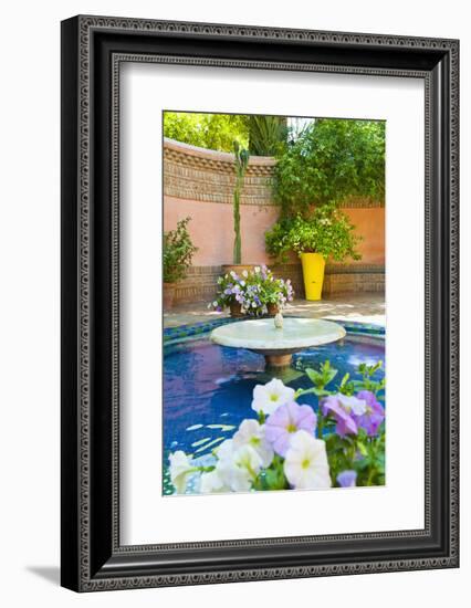 Fountain and Flowers in the Majorelle Gardens (Gardens of Yves Saint-Laurent)-Matthew Williams-Ellis-Framed Photographic Print