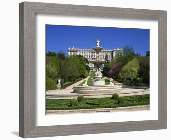 Fountain and Gardens in Front of the Royal Palace, in Madrid, Spain, Europe-Nigel Francis-Framed Photographic Print