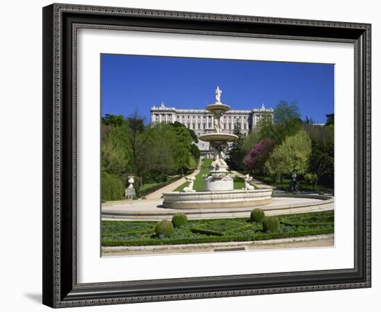 Fountain and Gardens in Front of the Royal Palace, in Madrid, Spain, Europe-Nigel Francis-Framed Photographic Print