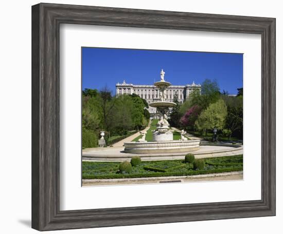 Fountain and Gardens in Front of the Royal Palace, in Madrid, Spain, Europe-Nigel Francis-Framed Photographic Print