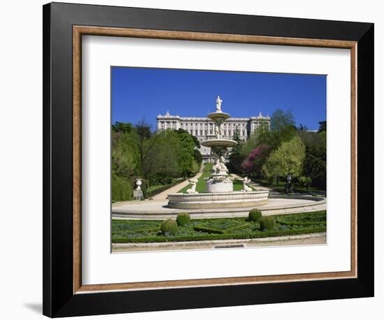 Fountain and Gardens in Front of the Royal Palace, in Madrid, Spain, Europe-Nigel Francis-Framed Photographic Print