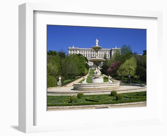 Fountain and Gardens in Front of the Royal Palace, in Madrid, Spain, Europe-Nigel Francis-Framed Photographic Print