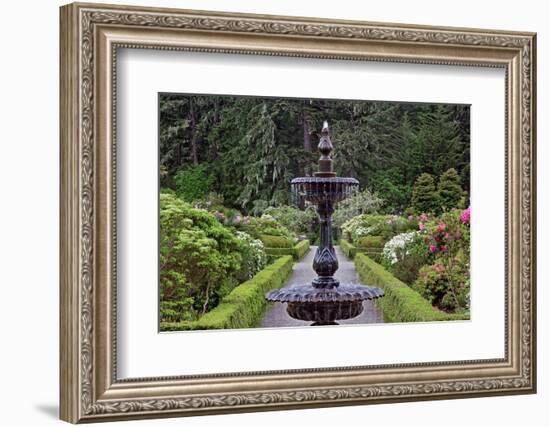 Fountain and in rhododendron garden, Shore Acres State Park, Coos Bay, Oregon-Adam Jones-Framed Photographic Print