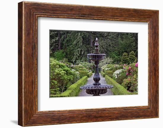 Fountain and in rhododendron garden, Shore Acres State Park, Coos Bay, Oregon-Adam Jones-Framed Photographic Print