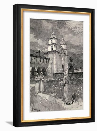 Fountain and Mission, Santa Barbara, California, from 'The Century Illustrated Monthly Magazine',…-Henry Sandham-Framed Giclee Print