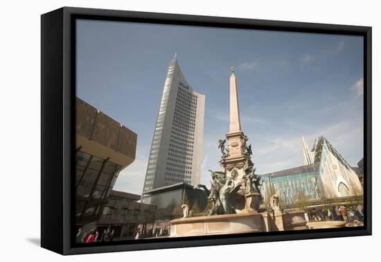 Fountain and Monument, Augustus Plaza, Leipzig, Germany-Dave Bartruff-Framed Premier Image Canvas