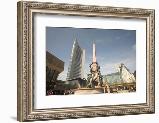 Fountain and Monument, Augustus Plaza, Leipzig, Germany-Dave Bartruff-Framed Photographic Print