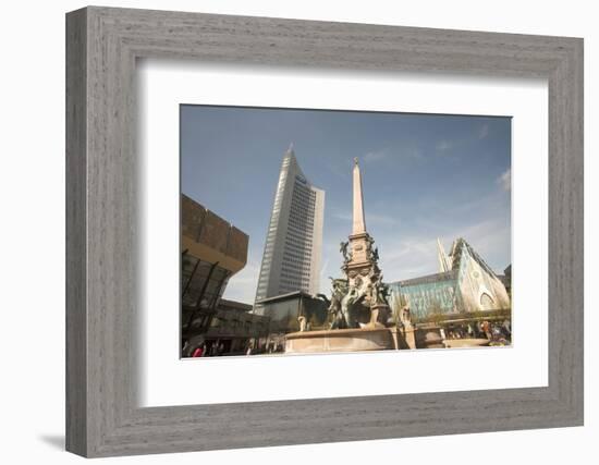 Fountain and Monument, Augustus Plaza, Leipzig, Germany-Dave Bartruff-Framed Photographic Print