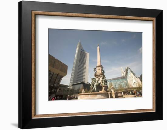 Fountain and Monument, Augustus Plaza, Leipzig, Germany-Dave Bartruff-Framed Photographic Print