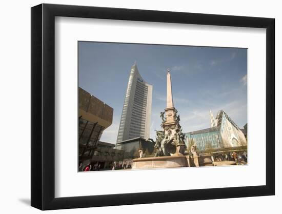 Fountain and Monument, Augustus Plaza, Leipzig, Germany-Dave Bartruff-Framed Photographic Print