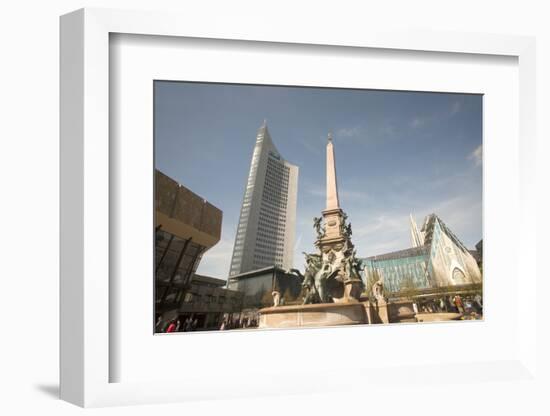 Fountain and Monument, Augustus Plaza, Leipzig, Germany-Dave Bartruff-Framed Photographic Print