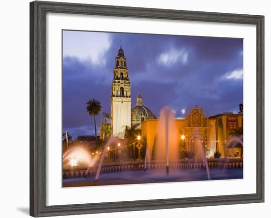 Fountain and Museum of Man in Balboa Park, San Diego, California-null-Framed Photographic Print