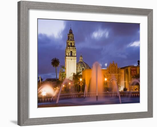 Fountain and Museum of Man in Balboa Park, San Diego, California-null-Framed Photographic Print