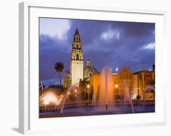 Fountain and Museum of Man in Balboa Park, San Diego, California-null-Framed Photographic Print