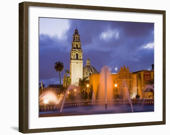 Fountain and Museum of Man in Balboa Park, San Diego, California-null-Framed Photographic Print