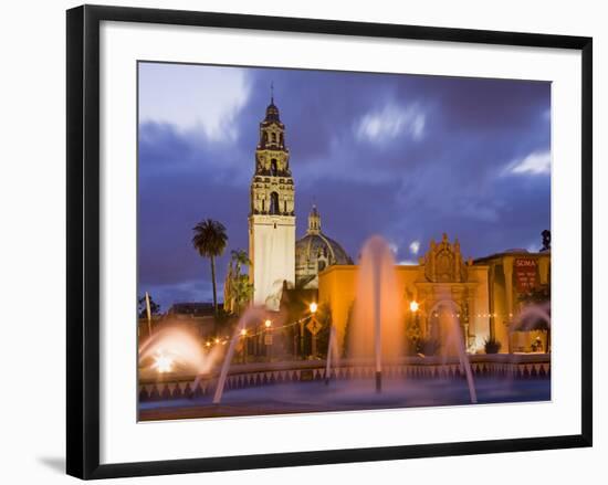 Fountain and Museum of Man in Balboa Park, San Diego, California-null-Framed Photographic Print