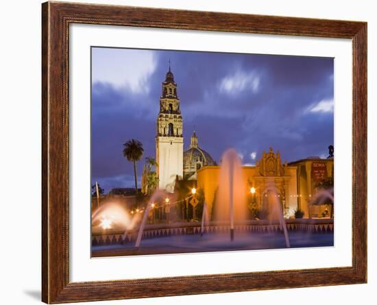 Fountain and Museum of Man in Balboa Park, San Diego, California-null-Framed Photographic Print