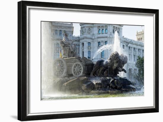 Fountain and Plaza De Cibeles Palace (Palacio De Comunicaciones), Plaza De Cibeles, Madrid-Charles Bowman-Framed Photographic Print