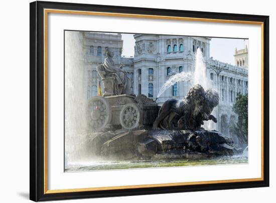 Fountain and Plaza De Cibeles Palace (Palacio De Comunicaciones), Plaza De Cibeles, Madrid-Charles Bowman-Framed Photographic Print