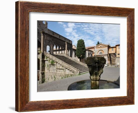 Fountain and Terrace of the Pope's Palace in Viterbo, Lazio, Italy, Europe-Vincenzo Lombardo-Framed Photographic Print