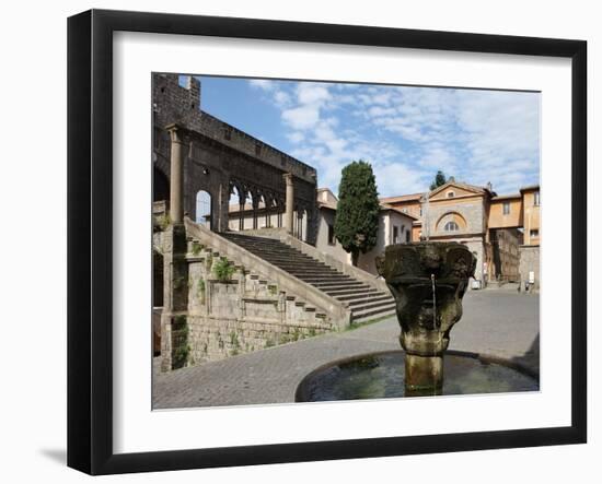 Fountain and Terrace of the Pope's Palace in Viterbo, Lazio, Italy, Europe-Vincenzo Lombardo-Framed Photographic Print