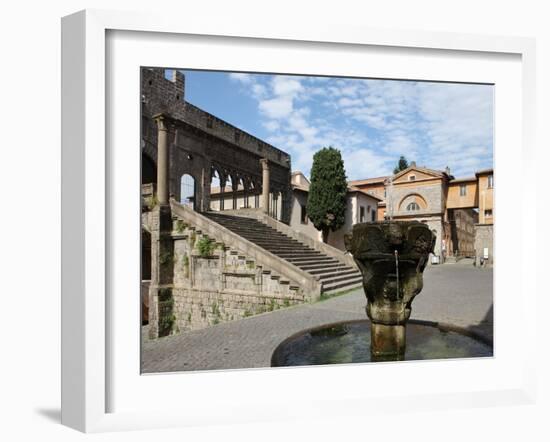 Fountain and Terrace of the Pope's Palace in Viterbo, Lazio, Italy, Europe-Vincenzo Lombardo-Framed Photographic Print