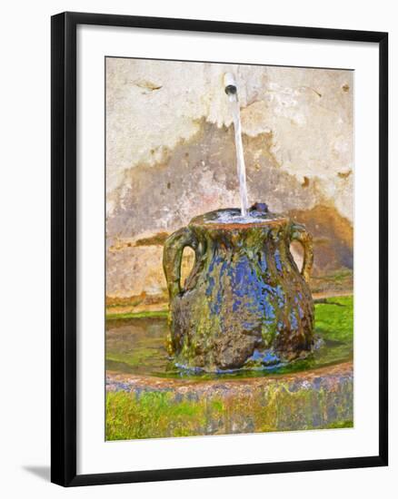 Fountain and Urn with Water and Moss at Chateau Saint Cosme, Gigondas, Vaucluse-Per Karlsson-Framed Photographic Print