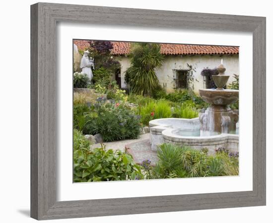 Fountain at Mission San Carlos Borromeo, Carmel-By-The-Sea, Monterey County, California, United Sta-Richard Cummins-Framed Photographic Print