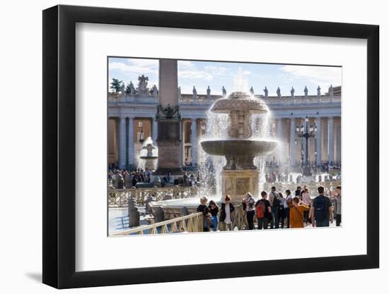 Fountain at St. Peter's Square, Vatican City, UNESCO World Heritage Site, Rome, Lazio, Italy-Nico Tondini-Framed Photographic Print