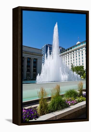 Fountain at the Temple Square, Salt Lake City, Utah, USA-null-Framed Stretched Canvas