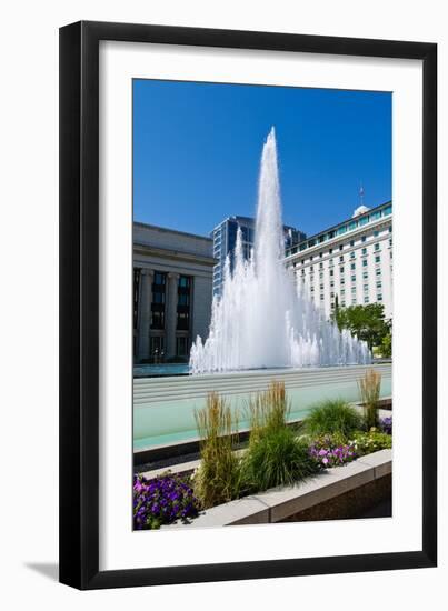 Fountain at the Temple Square, Salt Lake City, Utah, USA-null-Framed Photographic Print