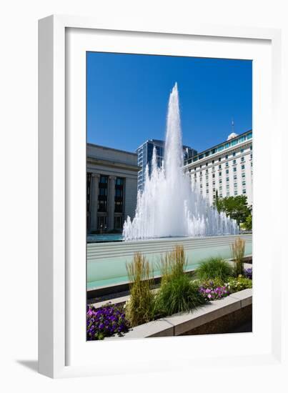 Fountain at the Temple Square, Salt Lake City, Utah, USA-null-Framed Photographic Print