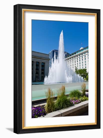 Fountain at the Temple Square, Salt Lake City, Utah, USA-null-Framed Photographic Print