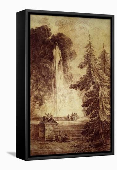 Fountain Basin at Villa D'Este in Tivoli-Jean-Honoré Fragonard-Framed Premier Image Canvas