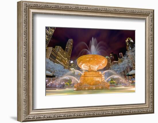 Fountain in Bryant Park in New York City.-SeanPavonePhoto-Framed Photographic Print
