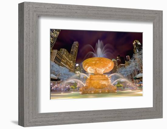 Fountain in Bryant Park in New York City.-SeanPavonePhoto-Framed Photographic Print