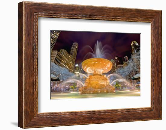 Fountain in Bryant Park in New York City.-SeanPavonePhoto-Framed Photographic Print