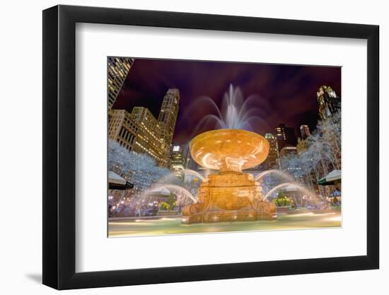 Fountain in Bryant Park in New York City.-SeanPavonePhoto-Framed Photographic Print